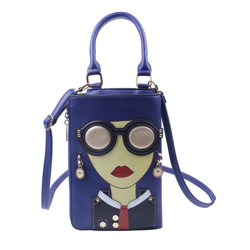 LADY FACE Lips Retro Novelty Crossbody Satchel NWT